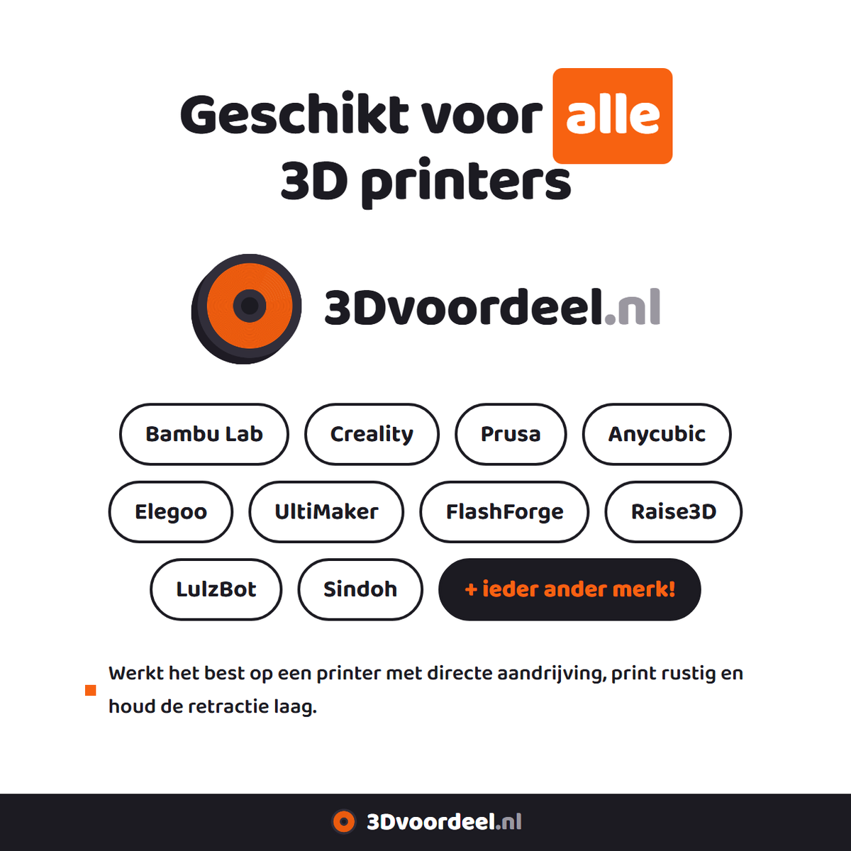 Geschikt voor alle merken 3D-printers