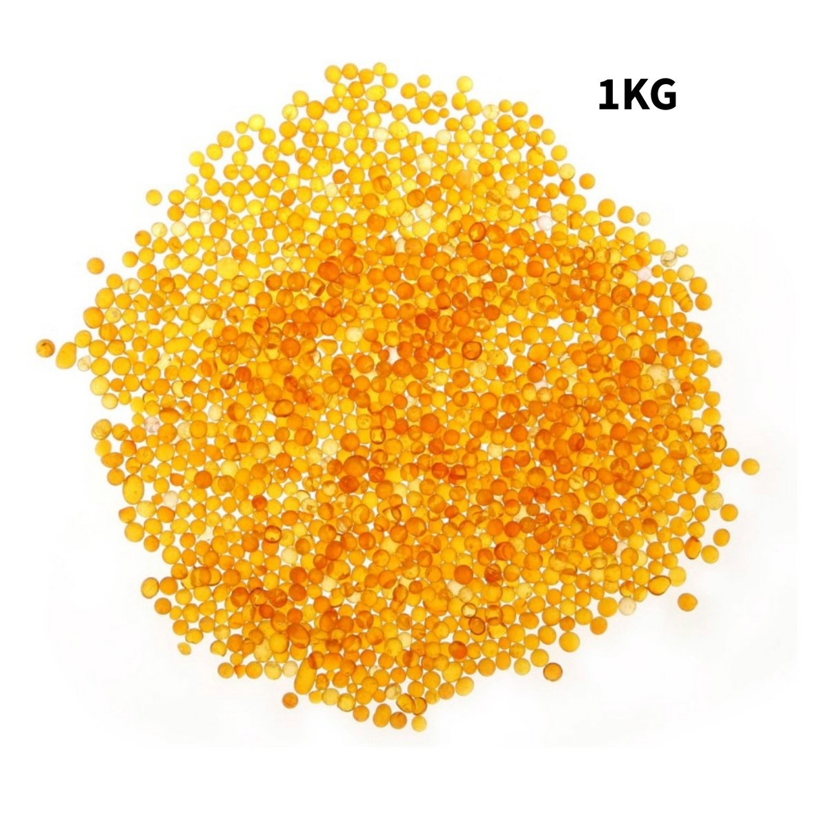 Losse oranje silicagelkorrels met vochtindicator